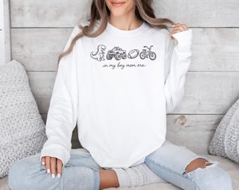 In My Boy Mom Era Tee, Comfort Colors, Trendy Sports Mom Shirt, Football Monster Truck Graphic Tee, Cute Dinosaur Mama Top, Boy Mom Tshirt