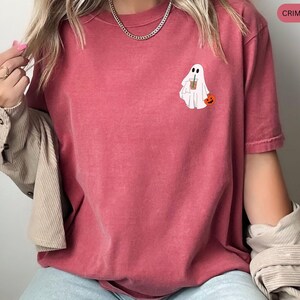 Comfort Colors® Сute Ghost Coffee Shirt, Сute Little Ghost Iced Coffee t-shirt, Boo Ghost Shirt, Ghost Coffee Shirt, Halloween Coffee Lovers