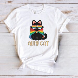 Pride Ally Cat Shirt, Retro Rainbow Colors Cat Ally Shirt, Cat Pride Shirt, Funny Pride Shirt, LGBTQ Shirt, LGBT Gifts, Love Is Love T-Shirt