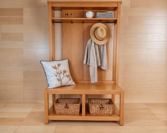 DIY Farmhouse Hall Tree Bench Build Plan: Mudroom Entryway (PDF Pattern)