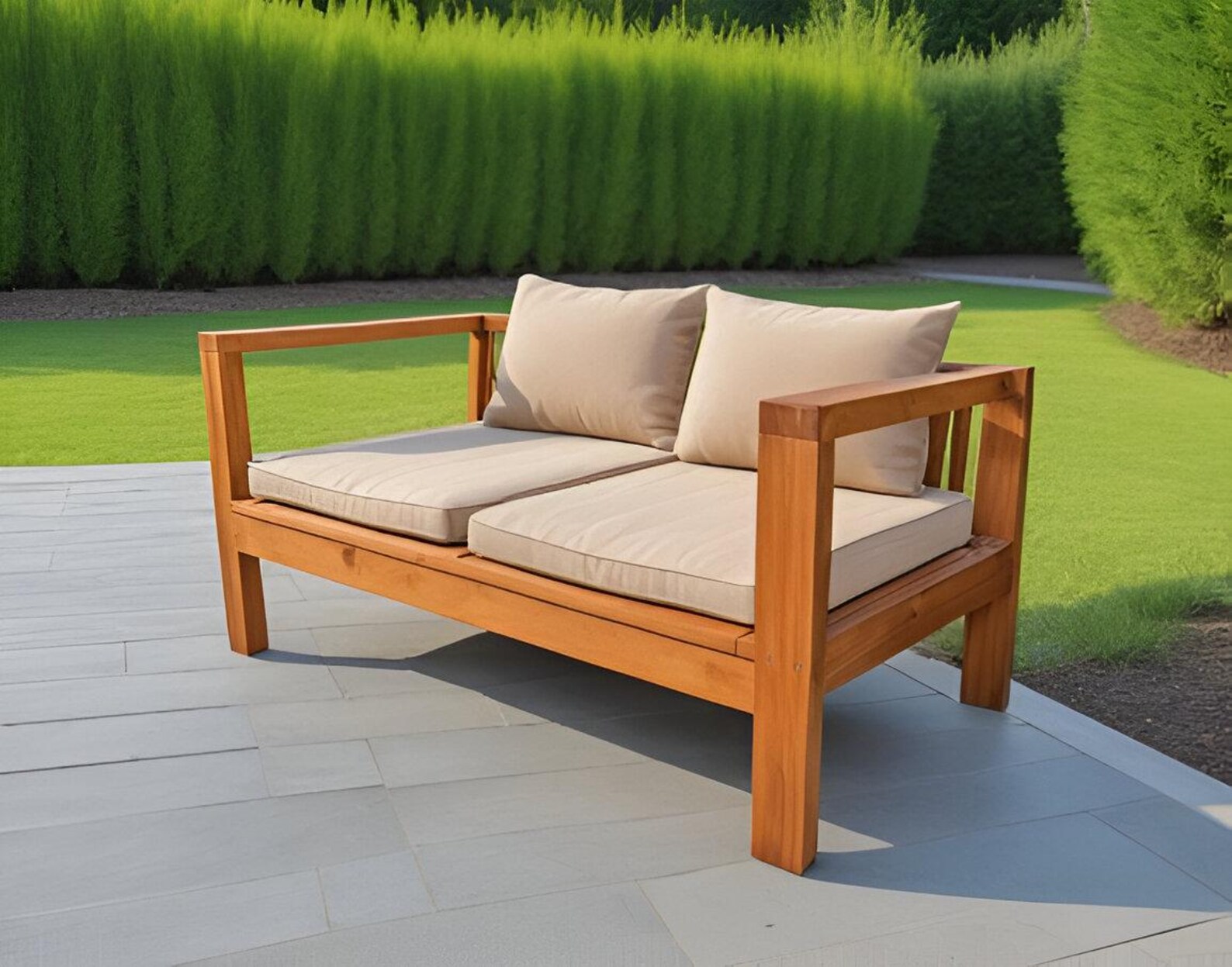 DIY Wooden Outdoor Sofa Build Plan, Woodworking Plans, Patio Furniture ...