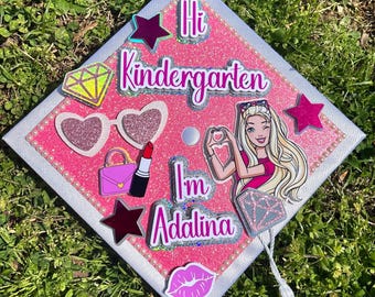 Barbie Inspired Graduation cap topper, Kindergarten grad, 1st grade, Graduation gift, Personalized grad cap