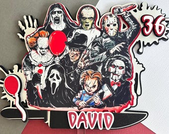 Classic Horror Cake Topper, Halloween Cake Topper, Scream, Chucky, Freddy, Jason, The Nun