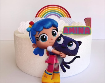 True and the Rainbow Kingdom cake topper, Grizelda, Bartleby, Rainbow King, Rainbow