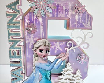 Frozen 3D letters, Frozen birthday decorations, Frozen party, Princess 3D letters and numbers, Elsa and Anna