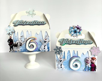 Frozen party favor box, Frozen birthday decorations, Frozen goodie bags, Frozen treat box, Elsa and Anna party