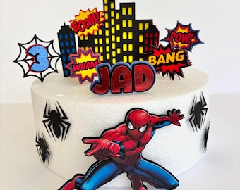 Spider Man inspired cake topper, Comic books cake topper, Super Heroes cake topper, Spider Man inspired