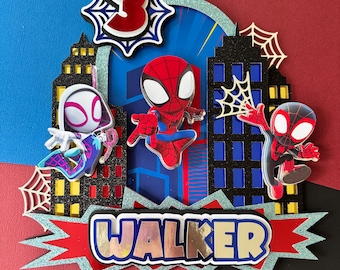 Spidey and Friends Cake Topper, Spidey birthday decor, Ghost spider