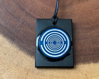 MWO antenna Shungite Pendant Necklace, sacred geometry, Lakhovsky Multi-Wave Oscillator
