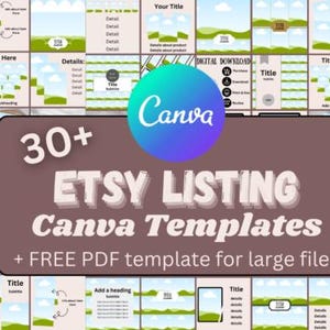 Plus de 30 modèles de fiches produits Canva Etsy + PDF