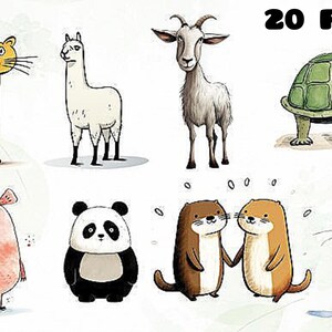 Diseños minimalistas de sublimación de animales de dibujos animados.