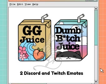 GG Juice & Dumb B*tch Juice Emote Set | 2 Twitch and Discord Emotes | Funny Stream Reaction Emotes