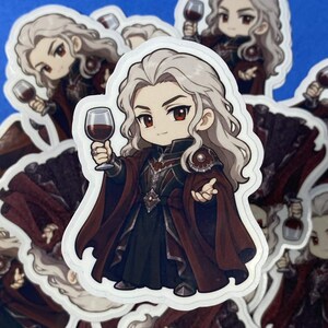 Vampire Noble Die Cut Fantasy Sticker | MTG Inspired Glossy & Glitter Vinyl Decal | Gothic Fantasy Deck Box Decor