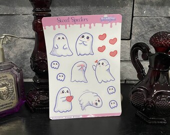 Cute Ghost Sticker Sheet for Halloween Journals and Planners - Creepy Cute bujo Stickers
