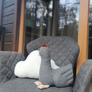 Handmade Plush Chicken, Soft Stuffed Hen Toy, Farmhouse Decor,Waldorf Inspired Bird,Cozy Nursery Plush,Cottagecore Gift