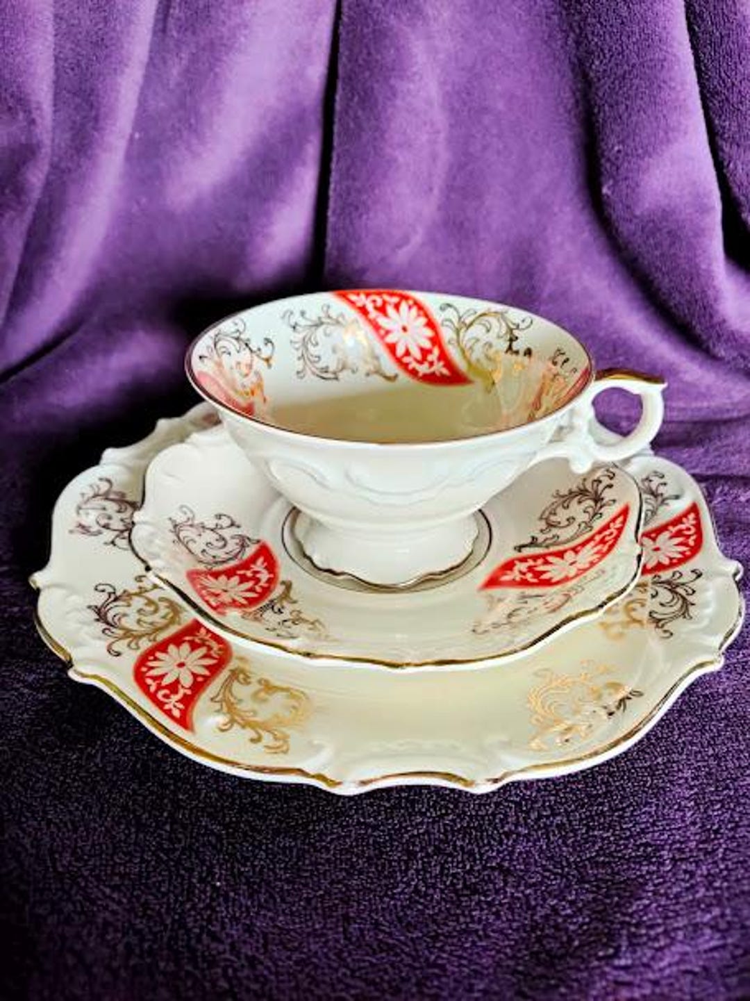 Schumann Porcelain Tea Trio Set Cup+saucer+cake Plate, Vintage Bavaria ...