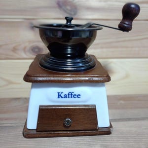 Vintage Wooden Coffee Grinder, Old Coffee Mill, Vintage Rustic Style Hand Grinder Ceramic-Metal-Wood, , Made in Germany, Farmhause Style