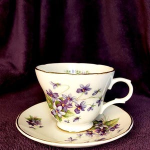 Vintage Porcelain Coffee-Tea Cup, Crown Trent Staffordshire England Fine Bone China, April Cup, Collector Gift, Grandma Gift, Rare Find