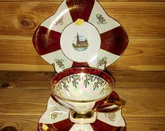 Wagner Vintage Porcelain Tea Coffee Trio Set Cup+Saucer+Cake Plate, Collector Gift, Grandma Gift, Rare Find