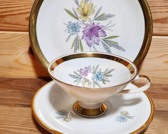 Bavaria Schirnding Art Deco Porcelain Trio Set - Cup, Saucer and