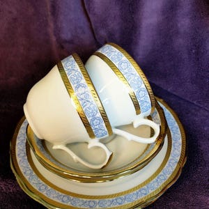 Vintage Porcelain Coffee Tea Set, Tirschenreuth Bavaria Germany Set, Two Cofee Trio, Collector Grandma Gift, Rare, Tete a tete