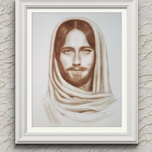 Drawing of Jesus Christ, Christ drawing, Christian art, Drawing of the Savior. Jesus The Christ.