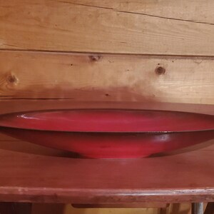 Red Serving Dish Canoe Black Trim MCM