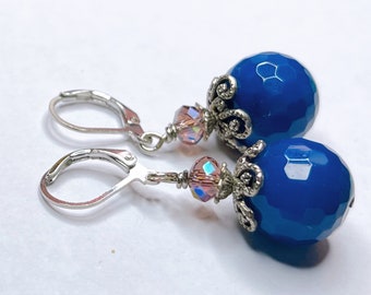 Lapis Earrings, Lapis Lazuli Earrings, Blue Earrings, Dangle Earrings, Gold Plated Earrings, Gemstone Earrings, Wedding Jewelry, Bridal