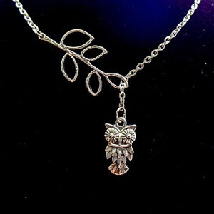 Owl Necklace, Branch Necklace, Lariat Necklace image 1