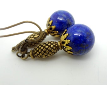 Lapis Earrings, Lapis Lazuli Earrings, Blue Earrings, Dangle Earrings