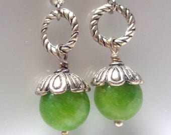 Green  Earrings, Agate Earrings, Dangle Earrings, Green Agate Earrings, gift, mom, bridemaid