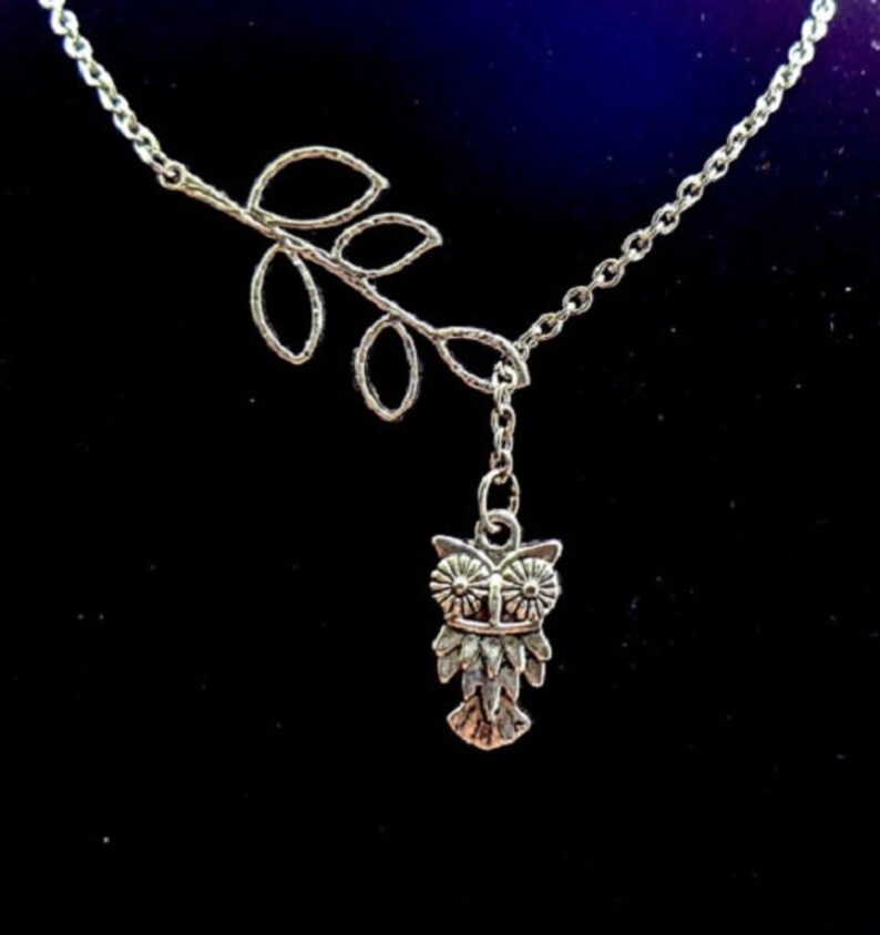 Owl Necklace, Branch Necklace, Lariat Necklace image 2