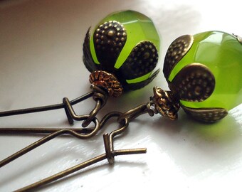 Green Earrings, Dangle Earrings