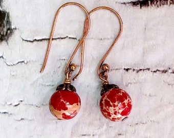 Red Agate Earrings, Agate Earrings, Dragon Vein Earrings, Stone Earrings, Dangle Earrings