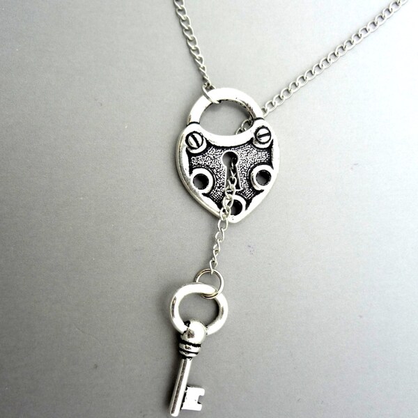 Lock and Key Necklace, Lock Necklace, Key Necklace Key Heart jewelry SALE