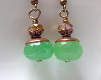 Green Earrings,Chacedony Earrings, Dangle Earrings Mint green Earrings, SALE