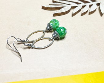 Green  Earrings, Agate Earrings, Dangle Earrings, Green Agate Earrings, gift, mom, bridemaid