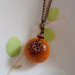 Agate Necklace, Orange Agate Pendant Necklace Agate Stone Necklace Orange Necklace Bronze Necklace