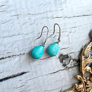 Turquoise Dangle Earrings: Boho Drop Earrings