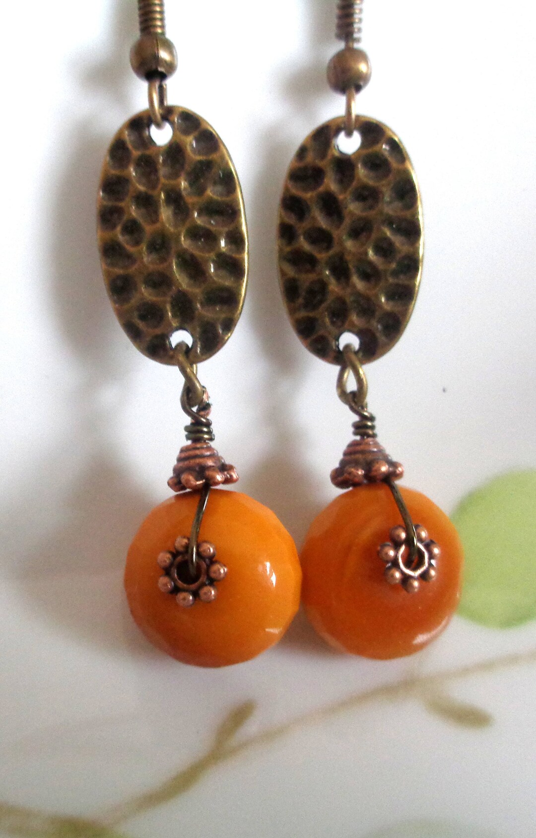 Orange Agate Earrings. Orange Earrings Dangle Earrings,boho Jewelry