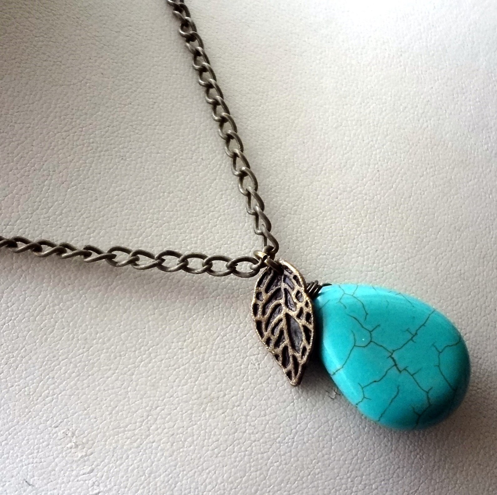 Turquoise Necklace Turquoise Drop Pendant Blue Drop Necklace Etsy