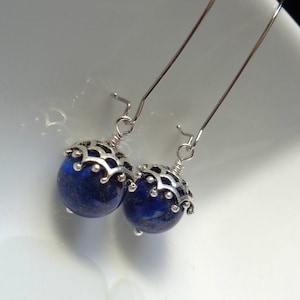 Lapis Earrings, Lapis Lazuli Earrings, Blue Earrings, Dangle Earrings, Stone Earrings, Kidney Ear Wires,Bridesmaid Earrings, Wedding Jewelry