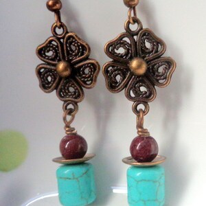 Türkis Ohrringe. Türkis Howlith Ohrringe, Türkisschmuck Boho, böhmische Ohrringe, Geschenk für Frauen