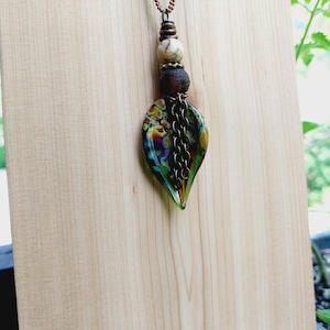 Handblown Glass Leaf Pendant Necklace