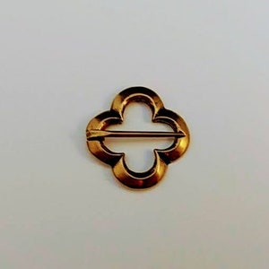 1" Annular Brooch Quatrefoil, Solid Brass, SCA, LARP, Scarf Pin, RIng Pin, Medieval Reproduction, Replica