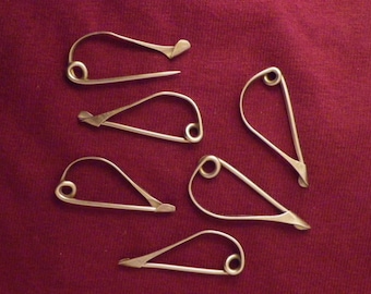 1 3/8" Celtic Fibula Set of Six, SCA, LARP, Bow Brooch, Scarf Pin, Chiton, Hand Forged