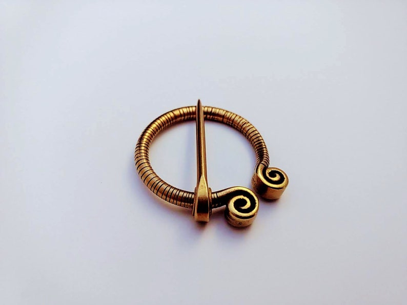 Spiral Penannular Brooch, SCA, LARP, Shawl Pin, Celtic image 1