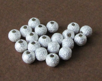 Stardust Beads 4mm - Sterling Silver  -Set of 5 Beads -Priced Under Wholesale