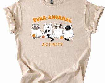 Funny Halloween Cat Ghost T-Shirt: Purr-anormal Activity Tee