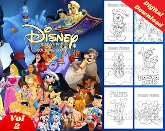 100 Disney CARTOON MIX coloring pages /printable coloring/birthday coloring/ party coloring pages/ coloring book pages pdf/colored paper